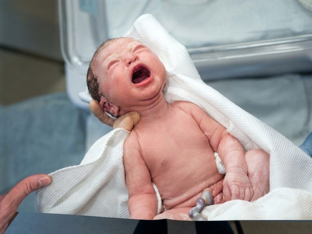 Nouveau-né quelques instants après la naissance